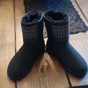 UGG Black Boots Swarvoski Crystals